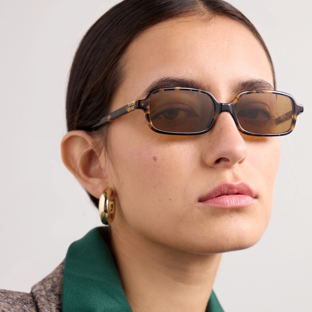 MIU MIU Rectangular Frame Sunglasses 2024 Tortoiseshell Acetate